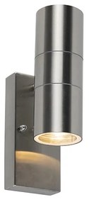 Vonkajšia nástenná lampa oceľ 2-svetlo IP44 so senzorom súmraku - Duo