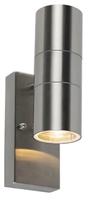 Vonkajšia nástenná lampa oceľ 2-svetlo IP44 so senzorom súmraku - Duo