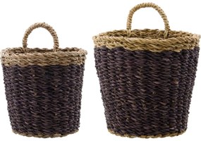 House Doctor Úložný kôš z morskej trávy Here Plum/ Natural – sada 2 ks