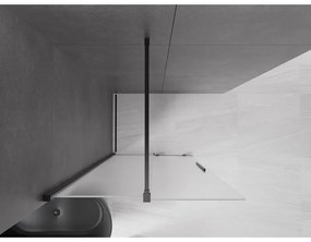 Mexen Velar, sprchová zástena s posuvnými dverami Walk-in 85 x 200 cm, 8mm sklo námraza, čierna matná, 871-085-000-33-70