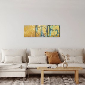 Obraz - Zlatý design (s hodinami) (90x30 cm)