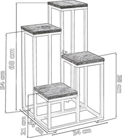 Stojan na kvety v loftovom štýle MOGREN dub craft/biely