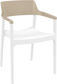 TULUM záhradná stolička s podrúčkami white/taupe