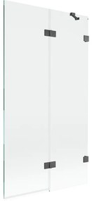 Mexen Lunar, 2-krídlová vaňová zástena pravá 100 x 150 cm, číre sklo, grafitová, 897-100-100-66-00-P