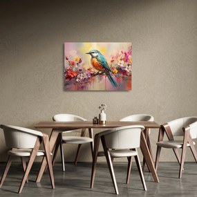 Sklenený obraz - Maľba vtáčika (70x50 cm)