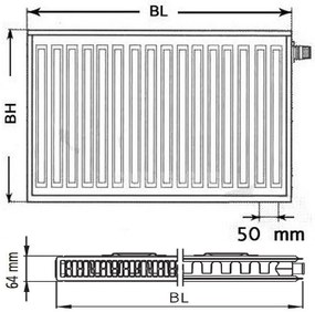 Kermi Therm X2 Profil-V doskový radiátor 12 600 / 1100 FTV120601101R1K
