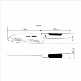 Japonský nôž Santoku Tramontina Nygma 17,5 cm - čierny