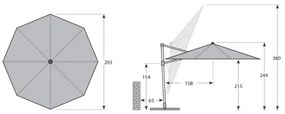 Derby RAVENNA SMART 3 m - záhradný výkyvný slnečník s bočnou tyčou : Barvy slunečníků - 820