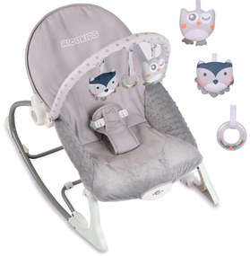 Ricokids Hojdacie vibračné kresielko/ lehátko Grey Owl