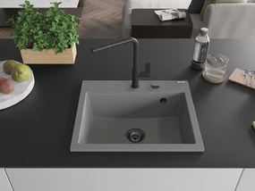Mexen Oscar, 1-komorový granitový drez 580x490x205 mm, šedá, 6519581000-71-B
