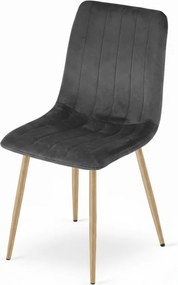Tmavosivá zamatová stolička LAVA GRAPHITE GRAY