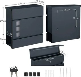 Poštová schránka s držiakom na noviny, antracitovo sivá