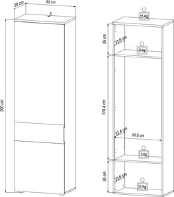 Predsieňová šatníková skriňa Milan, dub artisan/šedá