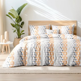 Goldea bavlnené posteľné obliečky deluxe - oranžovo-sivé triangly 140 x 220 a 70 x 90 cm
