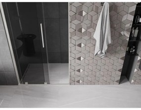 Mexen Velar, posuvné sprchové dvere do otvoru 110 cm, 8mm šedé sklo, brúsená oceľ, 871-110-000-41-97
