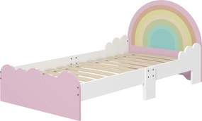 ZONEKIZ Detská posteľ pre deti od 3 do 6 rokov 143x74x66 cm Detská posteľ v tvare dúhy Moderný nábytok do spálne nosnosť 80 kg Ružová | Aosom