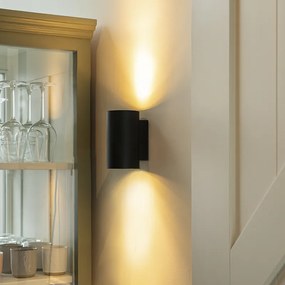 Moderná nástenná lampa čierna okrúhla 2-svetlá - Sandy