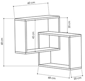 Rohová nástenná polica RING 68x68 cm biela