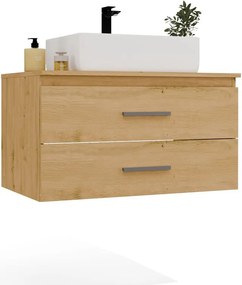 Závěsná skříňka s deskou a umyvadlem Nel 2S 80 cm dub Artisan