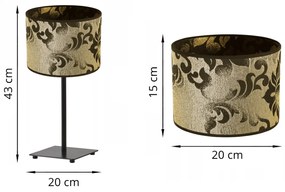 Stolová lampa WERONA 1, 1x čierne/zlaté textilné tienidlo so vzorom, (výber zo 4 farieb konštrukcie)
