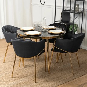 PROXIMA.store - Čalúnená jedálenska stolička INNES FARBA: čierna, FARBA NÔH: zlatá