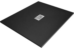 Mexen Hugo, obdĺžniková sprchová vanička SMC 140 x 100 cm, čierna, oceľová krytka, 42701014-X