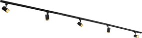 1-fázový koľajnicový systém s 5 reflektormi čierny so zlatým krúžkom - Jeana
