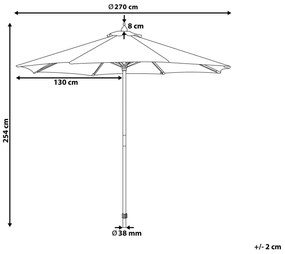 Záhradný slnečník ⌀ 270 cm červený  TOSCANA Beliani