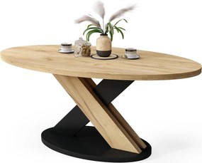 Mazzoni LOXA Dub Craft zlatý / Čierny - OVÁLNY KONFERENČNÝ STOLÍK 120x65 cm