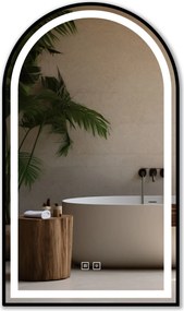 Tutumi Tutumi, LED zrkadlo 60x100cm s čiernym rámom, HOM-06504