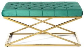 Prešívaná lavica SALIBA 50x97 cm zlatá/zelená