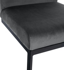 Barová stolička Hopewell B - zamat, čierny rám - tmavo šedá