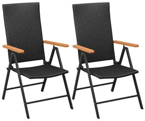 Stohovateľné záhradné stoličky 2 ks, polyratan, čierne