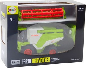 LEAN Toys Kombajn s žacím ústrojím na obilie 2 v 1, diaľkovo ovládaný RC, s efektom dymu, 2,4 GHz