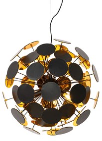 Dizajnové závesné svietidlo čierno-zlaté - Cerchio