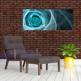 Obraz - Abstraktné ruže modrá s čiernym pozadím (120x50 cm)