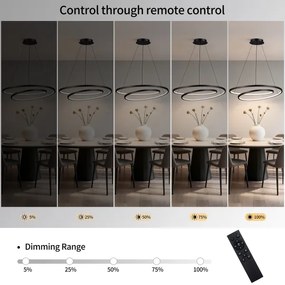 Brilagi-LED Stmievateľný závesný luster TWISTER LED/105W/230V pr.100 cm čierny + diaľkové ovládanie