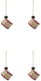 House Doctor Vianočná ozdoba Tambur Red Gold – set 4 ks