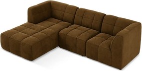 Zamatová rohová pohovka v horčicovej farbe (ľavý roh/s leňoškou) Aloha – Makamii