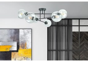 Luster na tyči VASCO 6xE27/60W/230V čierna/číra