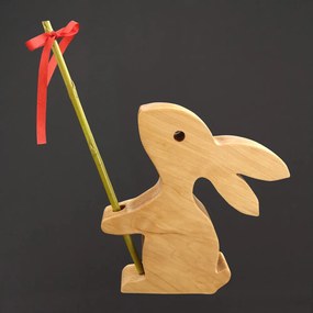 AMADEA Drevená dekorácia zajac, masívne drevo, 15 cm, český výrobok