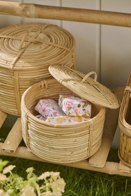 Ib Laursen Úložný košík s vekom z ratanu Menší