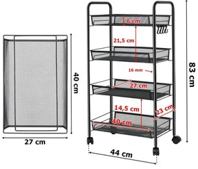 Pojazdný regál OLDEN čierny