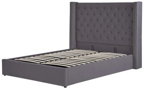 Zamatová posteľ s úložným priestorom 140 x 200 cm sivá LUBBON Beliani
