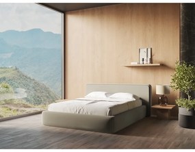 Béžová čalúnená dvojlôžková posteľ s úložným priestorom s roštom 140x200 cm Kiana – Makamii