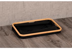 Úložný box - košík, textilný čierny s bambusovým rámom XXL, 57x37x26