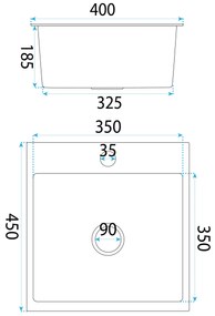 Rea Leo, 1-komorový oceľový drez 400x450x185 mm, oceľová, ZLE-06000