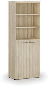 Kombinovaná kancelárska skriňa PRIMO WOOD, dvere na 3 poschodia, 2128 x 800 x 420 mm, dub prírodný