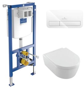 Villeroy & Boch Villeroy Boch - Inštalačný systéme ViConnect + tlačidlo biele + závesné WC 370x530mm, DirectFlush + sedátko s poklopom SoftClosing SET 3