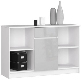 Komoda Briar  (biela + metalický lesk). Akcia -20%. Vlastná spoľahlivá doprava až k Vám domov. 1069874